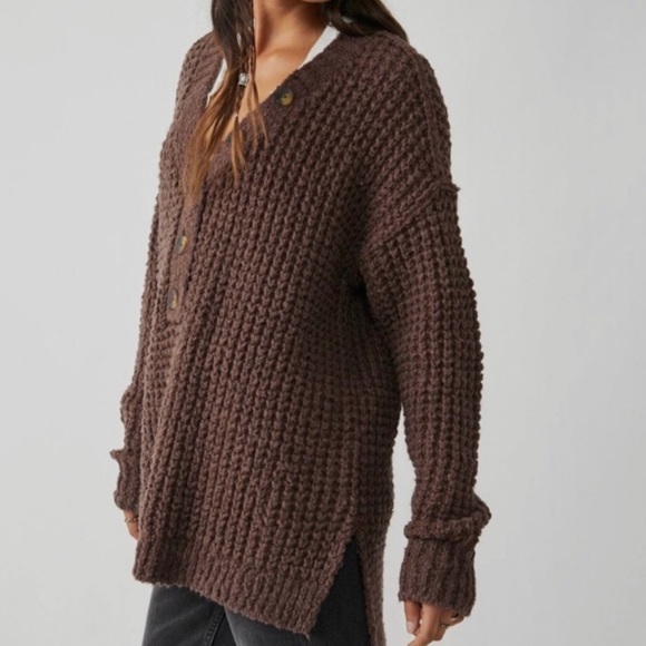 Free People NWT Whistle Thermal Henley Chunky
Knit Brown Pullover Size Small - Picture 8 of 16